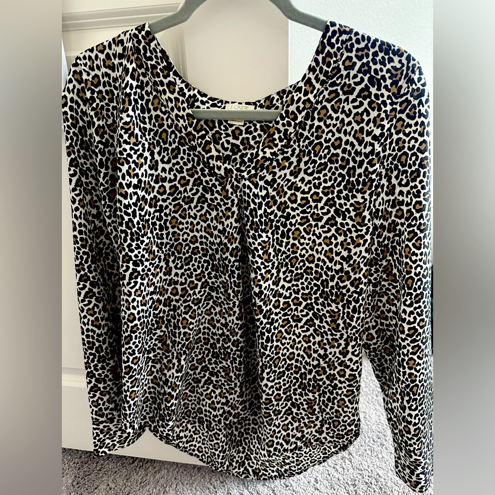 J. Crew Size S Cheetah Print Popover Blouse